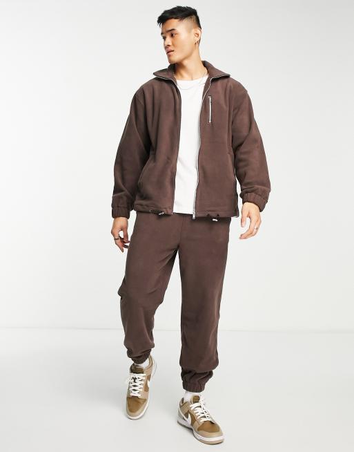 ADPT loose fit fleece trackies in chocolate (part of a set)