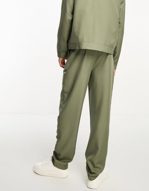 ADPT loose fit high waisted suit pants in khaki (part of a set)