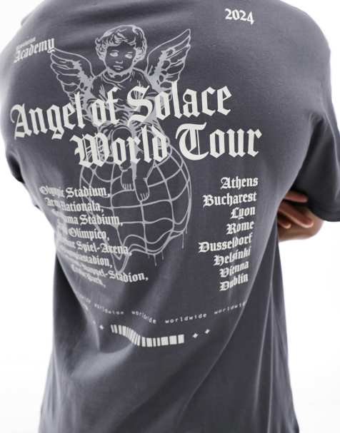 ADPT – Mörkgrå t-shirt i oversize med 'Angel of Solace'-tryck baktill - view 1