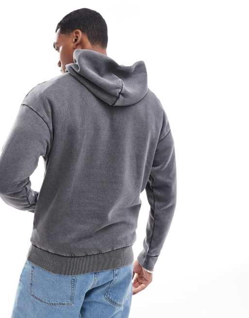 ADPT – Oversize-Kapuzenpullover in verwaschenem Dunkelgrau , 4 von 4