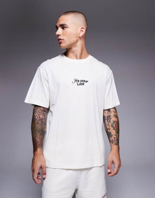 ADPT – Oversize-T-Shirt in Cremeweiß mit 7er-Billiardkugelgrafik am Rücken, 5 von 5