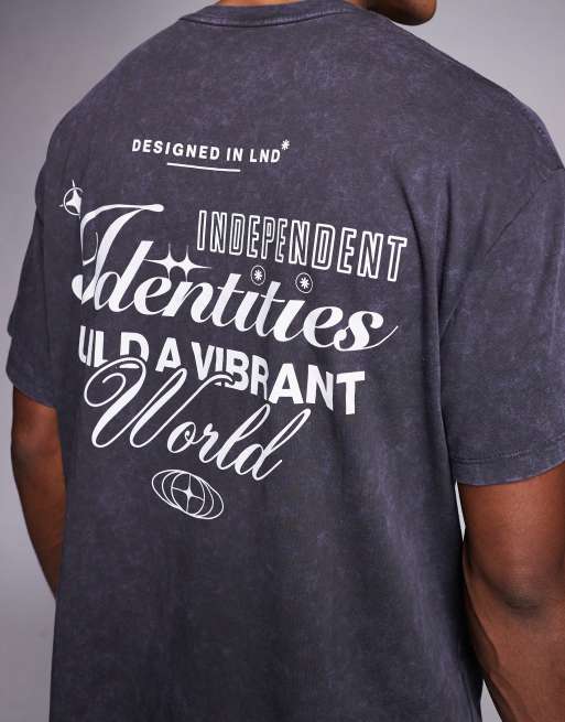 ADPT – Oversize-T-Shirt in verwaschenem Schwarz mit „Identities“-Rückenprint, 5 von 5