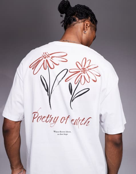 ADPT – Oversize-T-Shirt in Weiß mit Blumen-Rückenprint - view 1