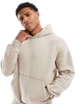 Adpt Oversized Acid Wash Hoodie In Beige-neutral