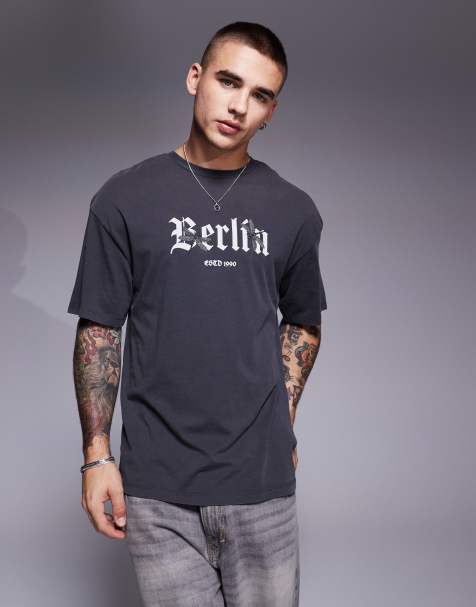ADPT oversized Berlin print t-shirt in washed grey - view 1