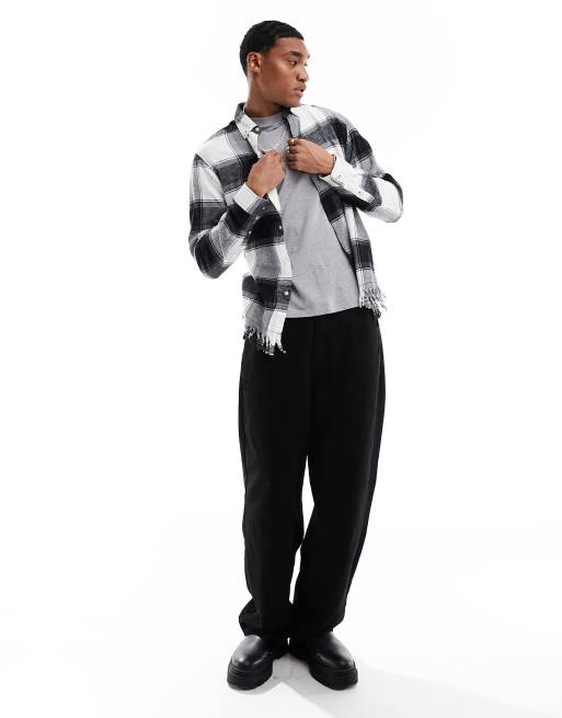 【SATIIIZ】Dehen Oversized Fit Checkered Shirt Henden Oversized Fit Checkered Shirt - satiiiz