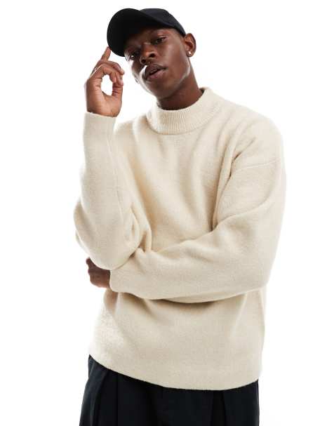ADPT oversized crew neck jumper in cream
