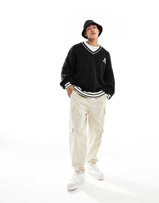 ADPT oversized cricket sweater in black & white | ASOS