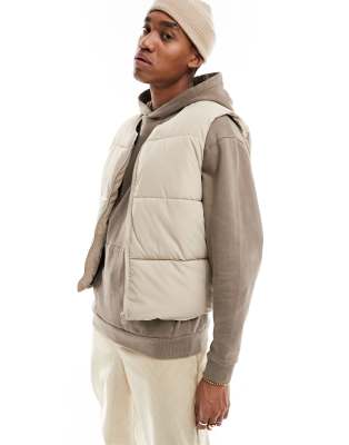 ADPT ADPT oversized cropped puffer gilet in beige-Neutral