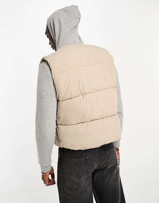 Oversized Cropped Puffer Jacket / Tan