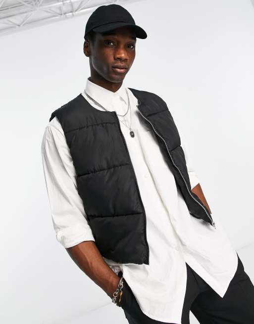 Collarless discount puffer vest