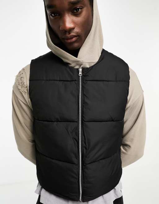 ASOS Cropped Utility Gilet in Black for Men