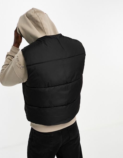 Black Cropped Puffer Vest - Audacious Boutique