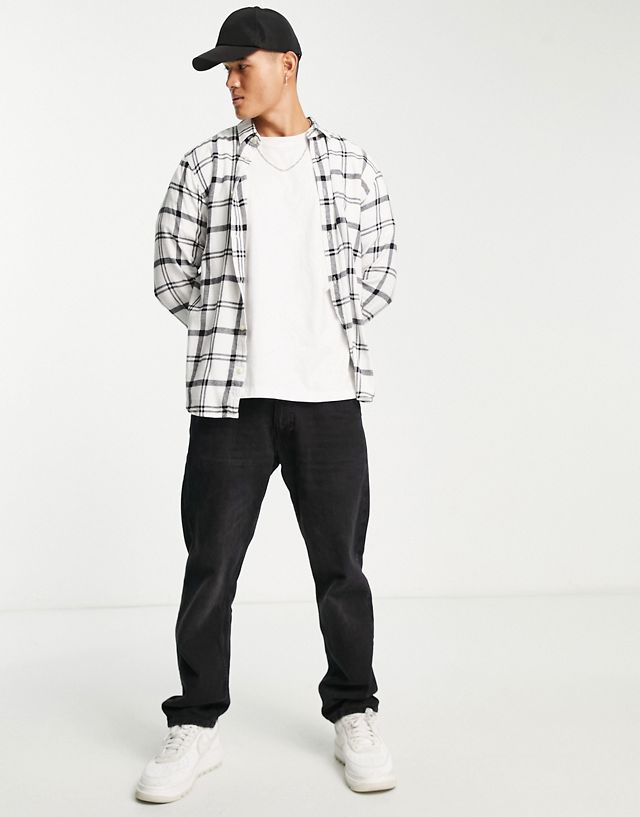 ADPT oversized flannel check shirt in white