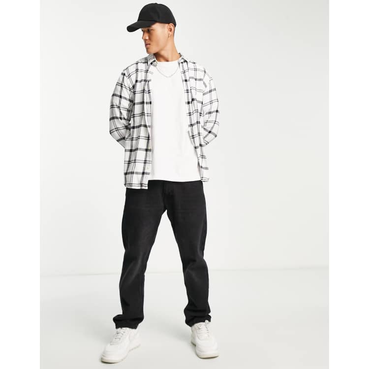 ADPT oversized flannel check shirt in white | ASOS