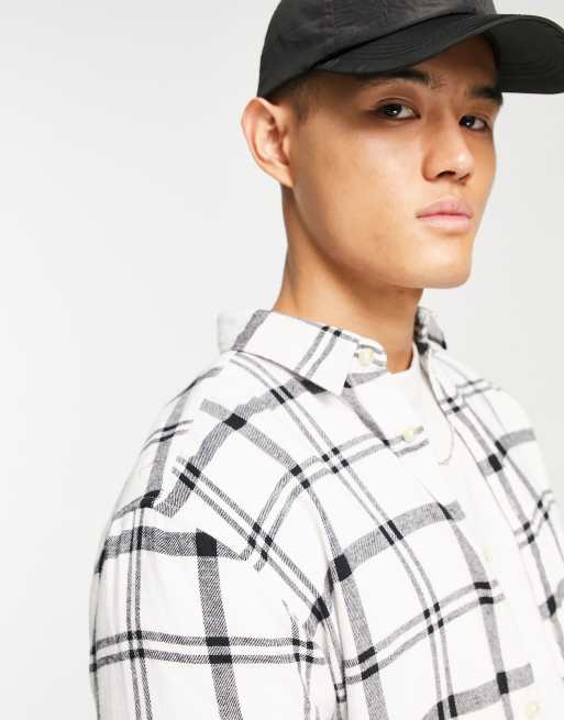 ADPT oversized flannel check shirt in white