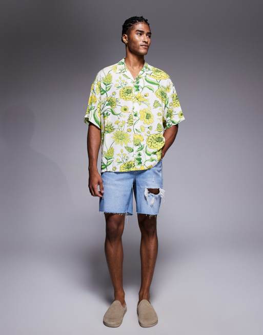 ADPT oversized flower print shirt in cream, 2 of 4
