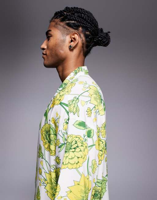 ADPT oversized flower print shirt in cream, 4 of 4