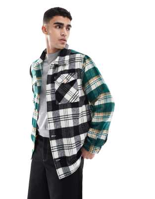 oversized heavy brushed check overshirt black 
green-Neutral