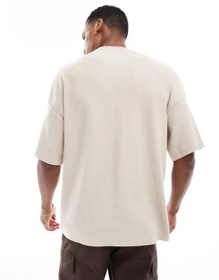 Adpt Oversized Heavy Weight Ribbed T-shirt In Neutral