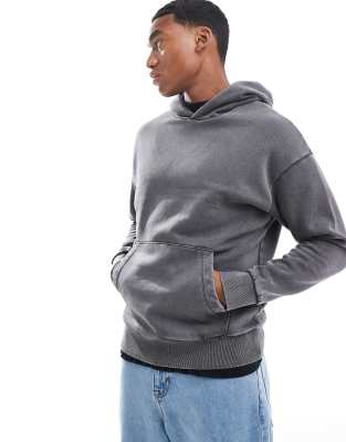 oversized hoodie in washed dark gray