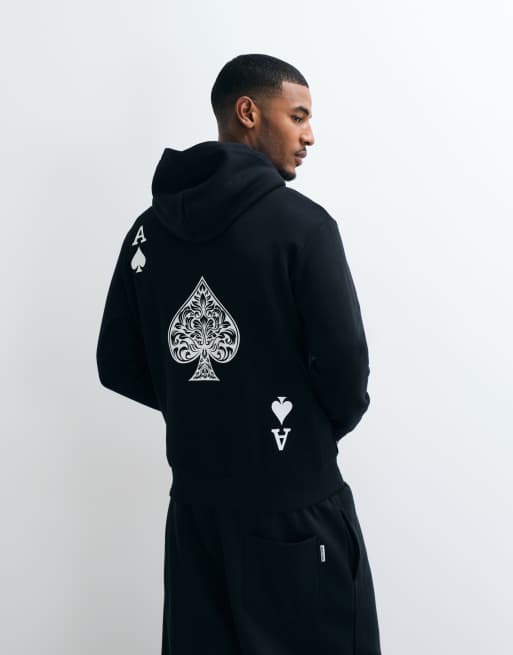 ADPT oversized hoodie met schoppenaas in zwart, 2 van 5