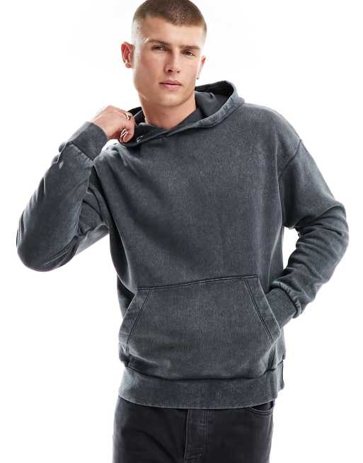 Washed grey oversized online hoodie