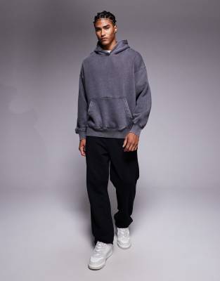 Adpt Oversized Hoodie With Graphic In Gray