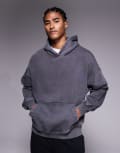 [ADPT] ADPT oversized hoodie with graphic in dark grey washed XS Asphalt