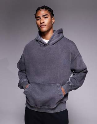 ADPT ADPT oversized hoodie with in dark grey washed
