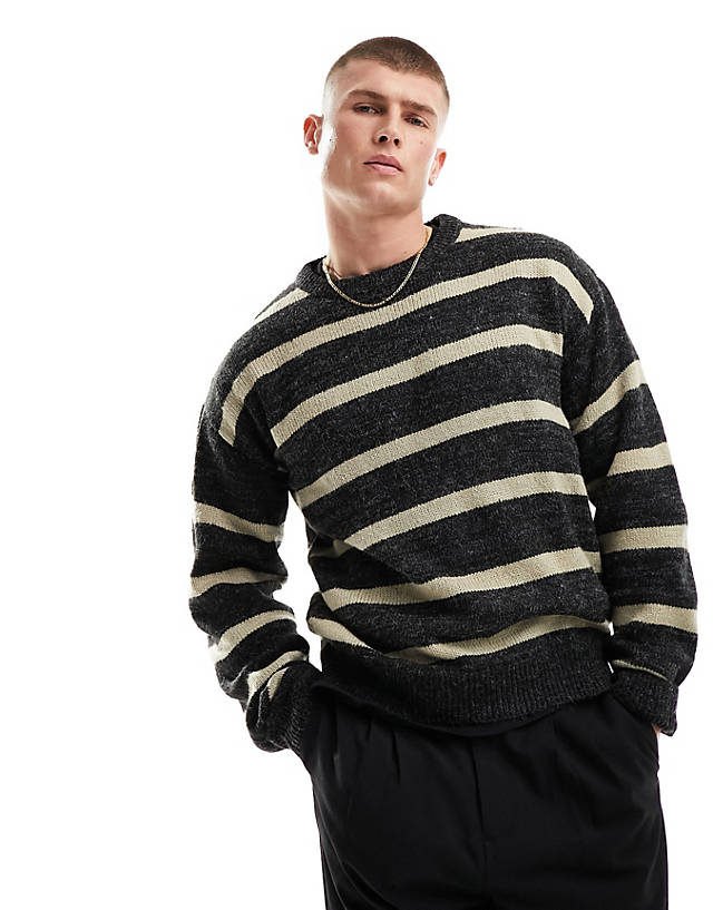 ADPT - oversized jumper with beige stripes