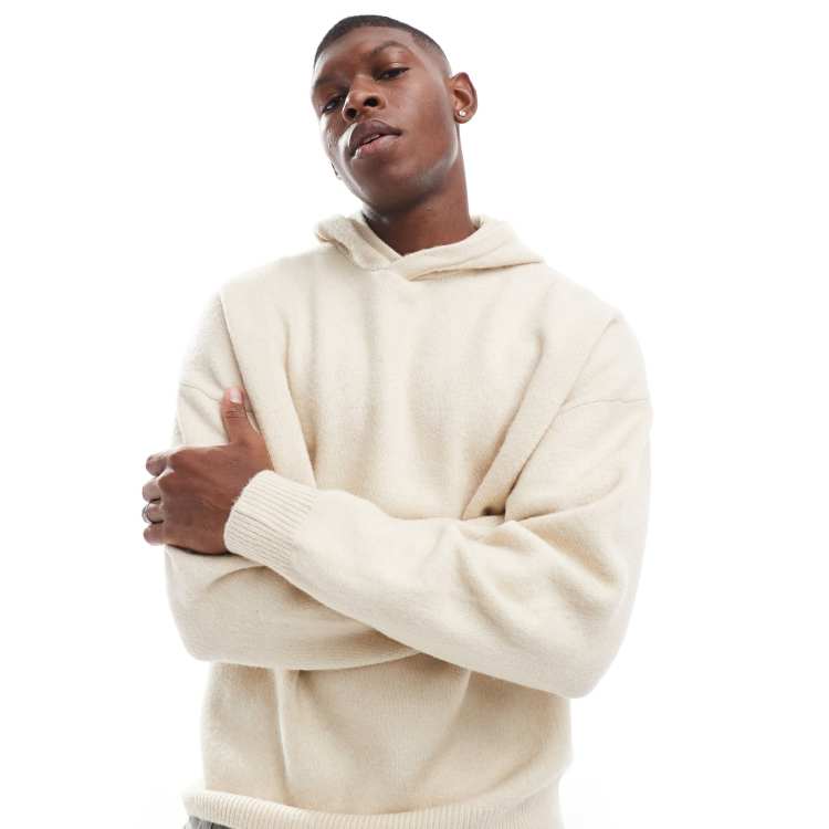ADPT oversized knit hoodie in cream | ASOS