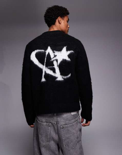 ADPT oversized knit jumper with star graphic in black