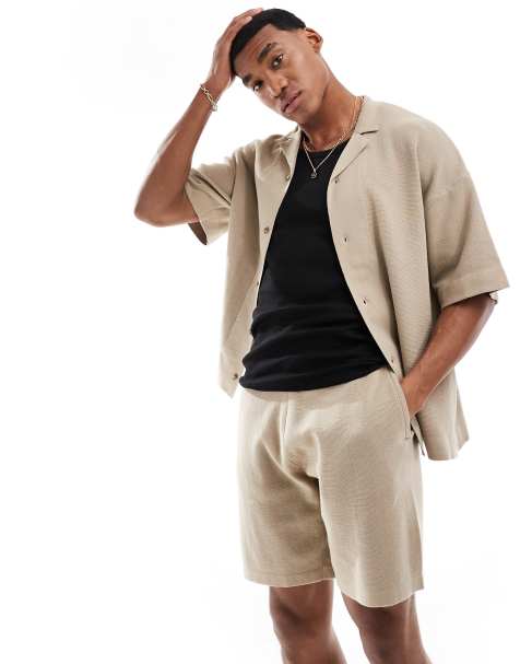 ADPT oversized knit shirt in beige - part of a set - view 1