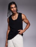 [ADPT] ADPT oversized knitted crochet singlet in black S BLACK