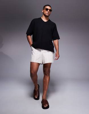 ADPT ADPT oversized knitted split neck polo in black
