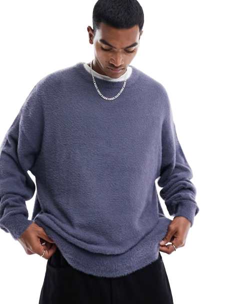 ADPT washed oversized mock neck sweatshirt with front pocket in dark gray