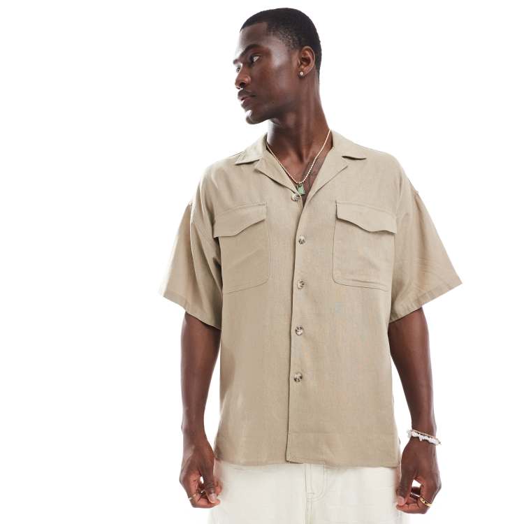 トップス IIROT Oversized Linen Shirt_Khaki IIROT Oversized Linen Shirt_Khaki