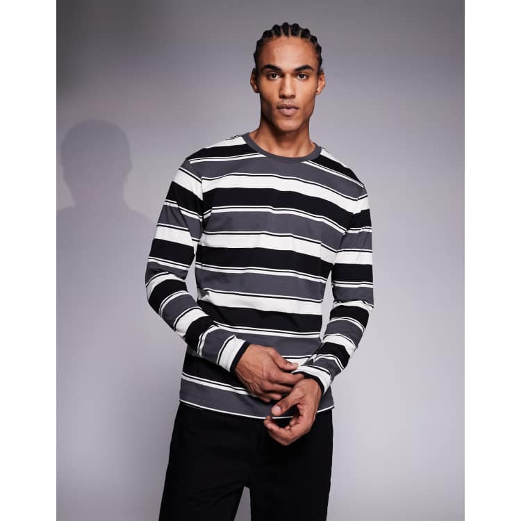 ADPT oversized long sleeve t-shirt in gray stripes | ASOS