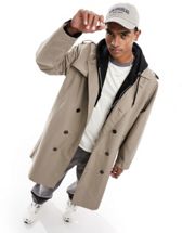 Weekday Jeremy belted trench coat in beige | ASOS
