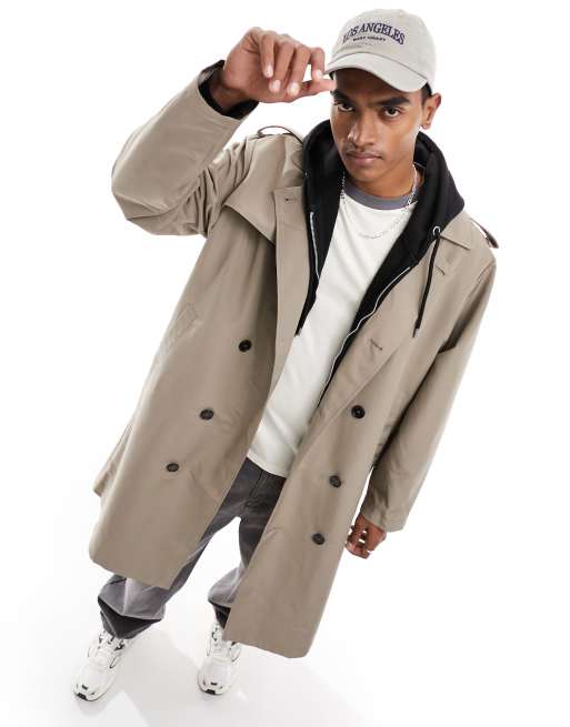 ADPT oversized longline trench coat in beige 