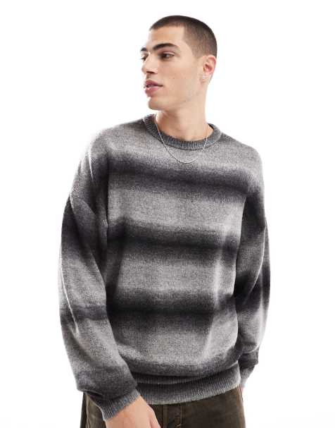 ADPT oversized ombre stripe jumper in grey - view 1