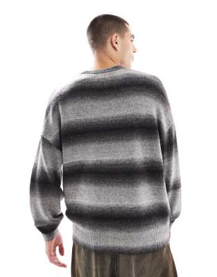 Adpt Oversized Ombre Stripe Sweater In Gray