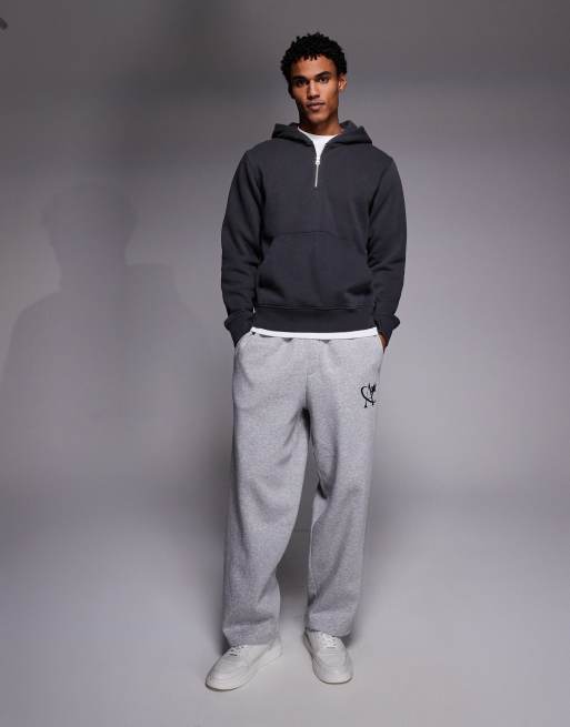 ADPT oversized quarter zip hoodie in washed gray, 2 of 5