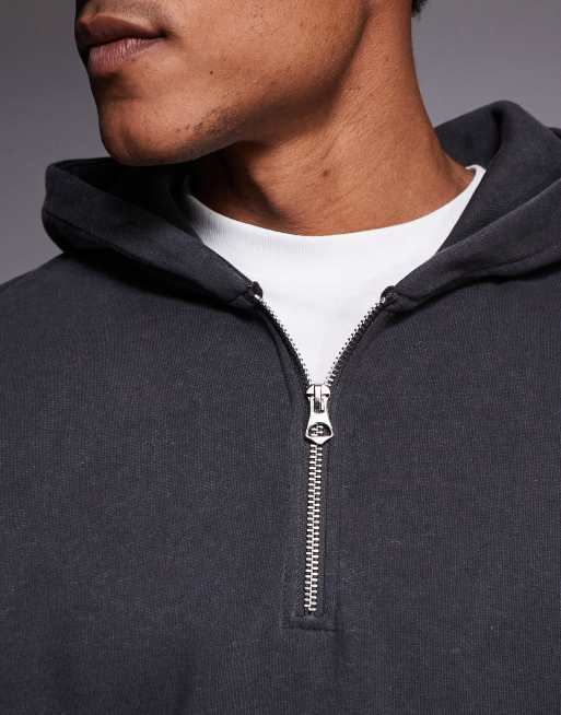 ADPT oversized quarter zip hoodie in washed gray, 5 of 5