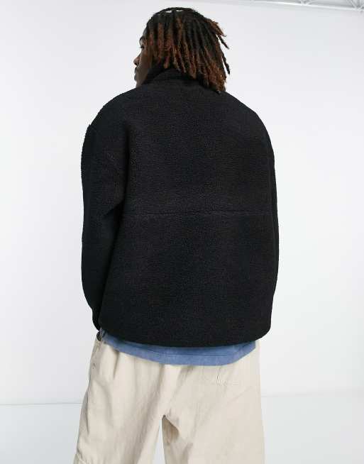 ADPT oversized quarter zip teddy sweater in black