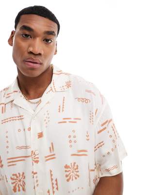 ADPT ADPT oversized revere collar shirt in red aztec print