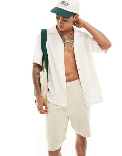 ADPT oversized revere collar shirt in white - view 1