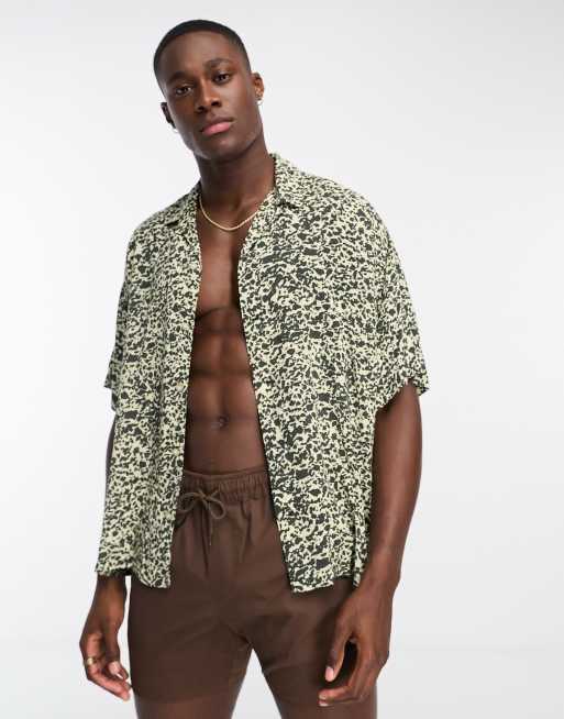 ADPT oversized revere collar short sleeve shirt in animal print ASOS