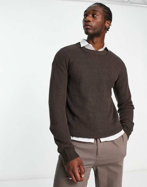 ADPT oversized ribbed jumper in chocolate | ASOS